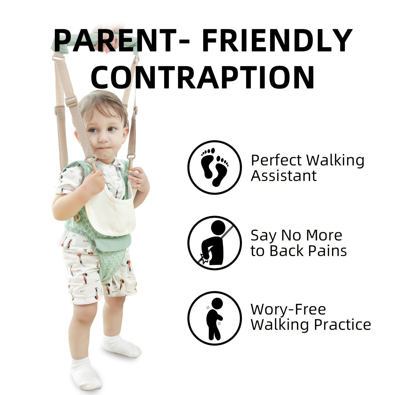 One Upgraded Baby Walker Featuring an Adjustable Breathable Design And Reinforced Crotch Support. The Crotch Piece Can Be Removed for Use As Both a Walker And a Baby Carrier. Ideal for Both Indoor And Outdoor Activities