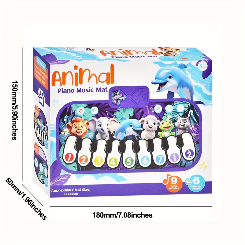 SmartJoy Youngsters & Youngsters Interactive Music Toy - Animal Sounds Piano Dance Mat with Colorful Keys, Numbers 1-7, Elephant & Giraffe Characters, Educational Sensory Play for Motor Skills & Cognitive Development (Battery-Powered, Batteries Not