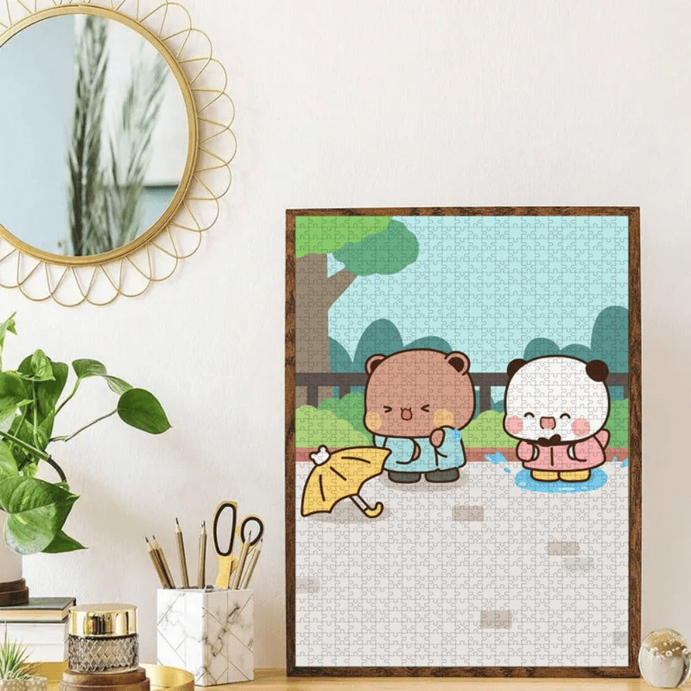 Bubududu Couple Bear Poster Jigsaw Puzzle, a Large Puzzle Gift That Is Intellectually Stimulating, Helps Relieve Stress, And Is a Fun Game for Families. Ideal for Decorating Your for Home Living Room Or Office