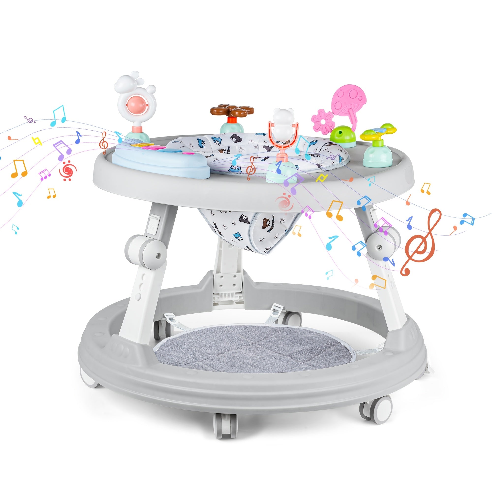 Walker for Baby Boy, Baby Walkers for Girls Infant Walkers for Babies, Foldable Toddler Walker with Wheels and 8 Adjustable Heights, Baby Activity Center