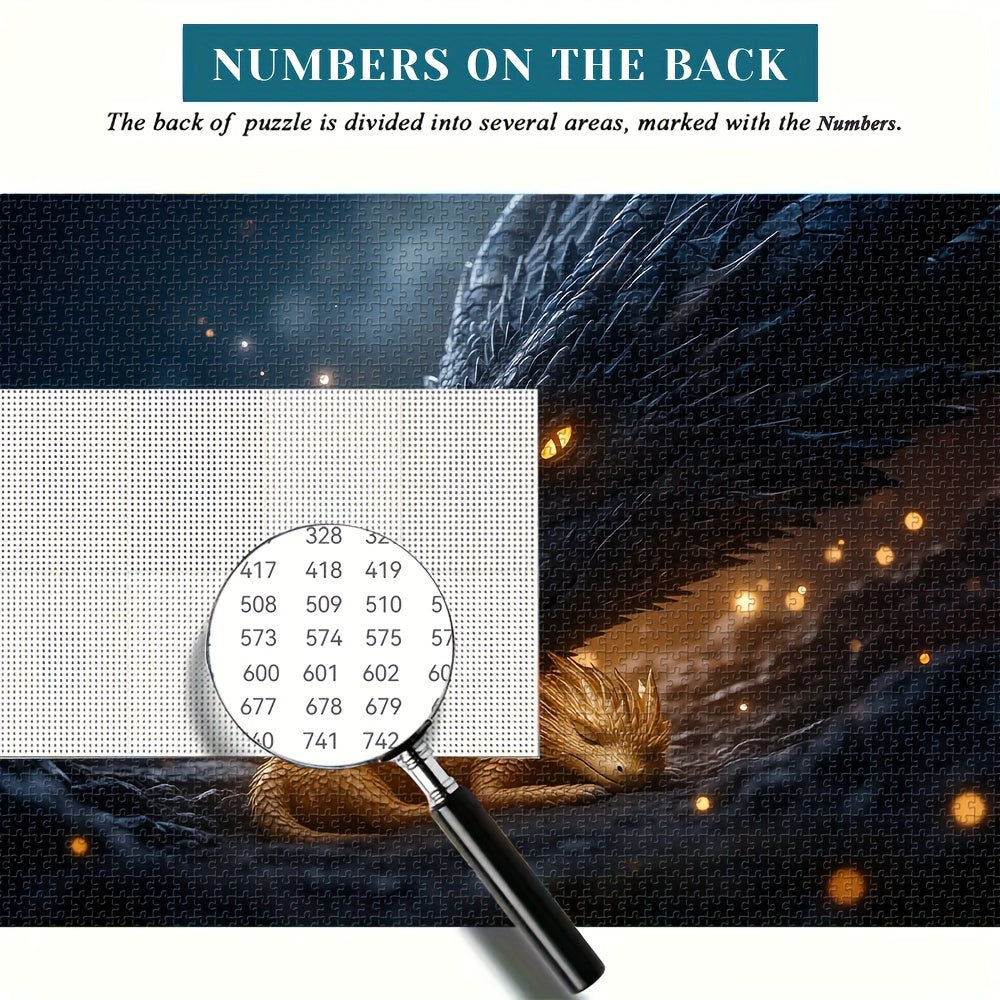 New Large 1000pcs Adult Jigsaw Puzzle, DIY Puzzle Game, Color Box Packaging Black Dragon Guarding Golden Dragon, Interactive Companion Game for Family, Parent-Child, Couples, Trains Eyesight and Brainpower, Finished Piece Can Be Used as Home