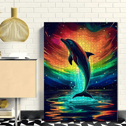 1000pcs Adult Jigsaw Puzzle, Large Size 27.56x19.69 Inches, Colorful Dolphin Animal Puzzle, Perfect for DIY Creative Fun with Family and Friends. An Ideal Stress-relief Gift for Birthdays or Holidays—an Interactive Brain-teasing Toy and Decorative