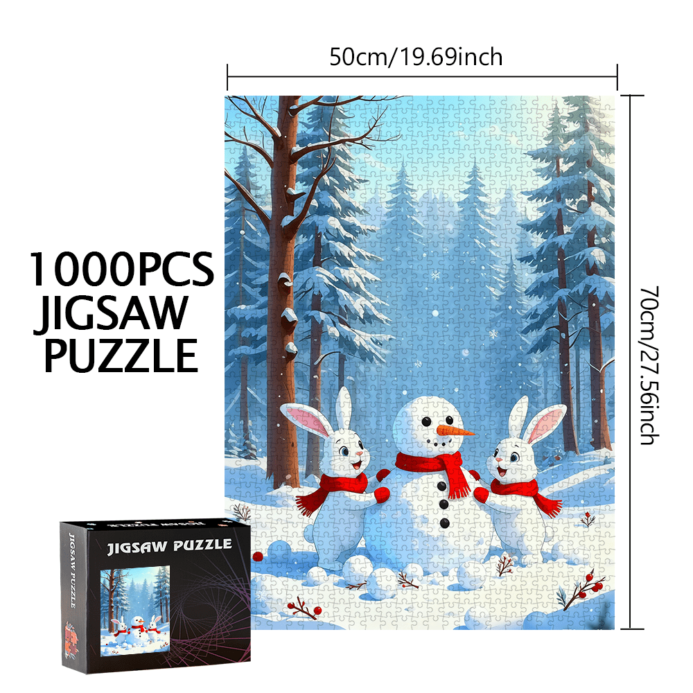 Rabbit And Snowman Jigsaw Puzzle Game - Puzzles Designed for Birthdays, Halloween, Christmas, Thanksgiving, And Easter, Available in 500pcs And 1000pcs