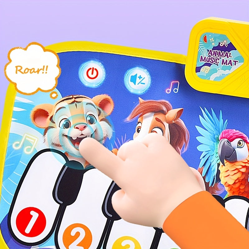 SmartJoy Youngsters & Youngsters Interactive Music Toy - Animal Sounds Piano Dance Mat with Colorful Keys, Numbers 1-7, Elephant & Giraffe Characters, Educational Sensory Play for Motor Skills & Cognitive Development (Battery-Powered, Batteries Not