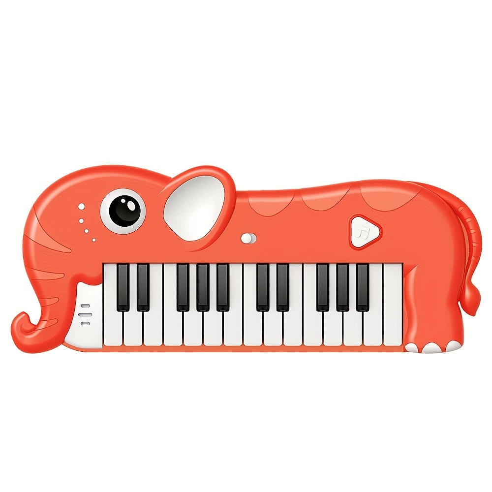 A Piano Toy Featuring a Unicorn, Elephant, And Dinosaur, This Electronic Keyboard Includes Lights And Sounds, Making It an Educational Musical Instrument with Animal Motifs, Perfect for Early Learning And As a Birthday Present