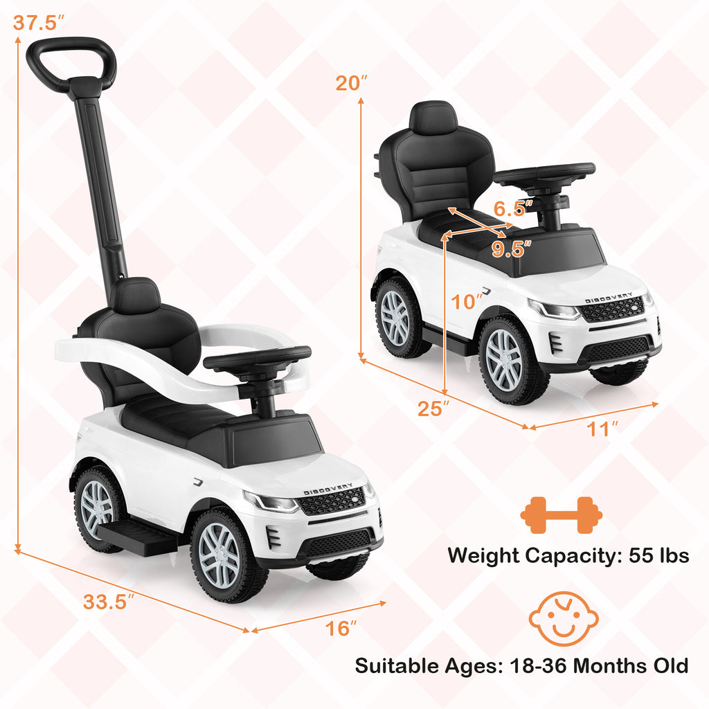 3-in-1 Ride on Push Car, Toddlers Foot-to-Floor Toy with Detachable Guardrail & Handle, Underneath Storage, & Starting Sound, Discovery Stroller Sliding Walking Car for Kids 18-36 Months Old,  Kids Walking Aid, Convertible Rideon, Childfriendly