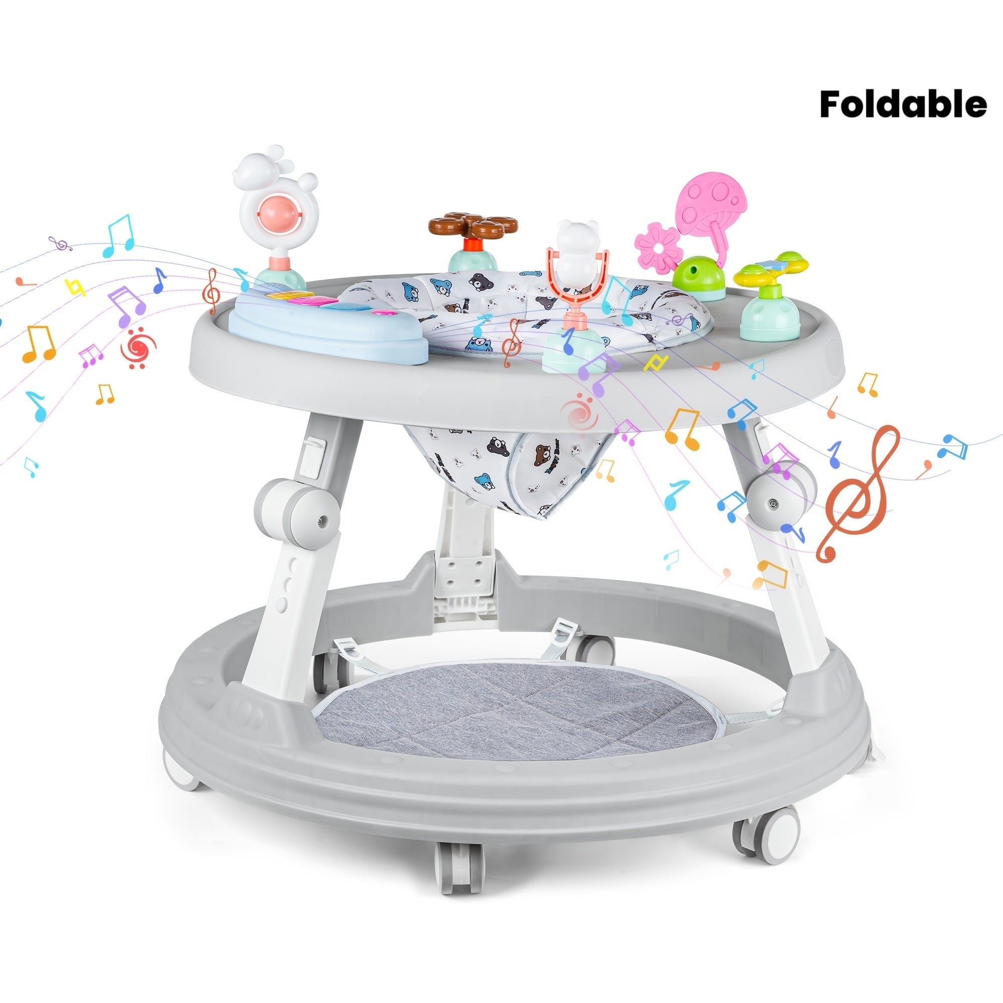 Walker for Baby Boy, Baby Walkers for Girls Infant Walkers for Babies, Foldable Toddler Walker with Wheels and 8 Adjustable Heights, Baby Activity Center