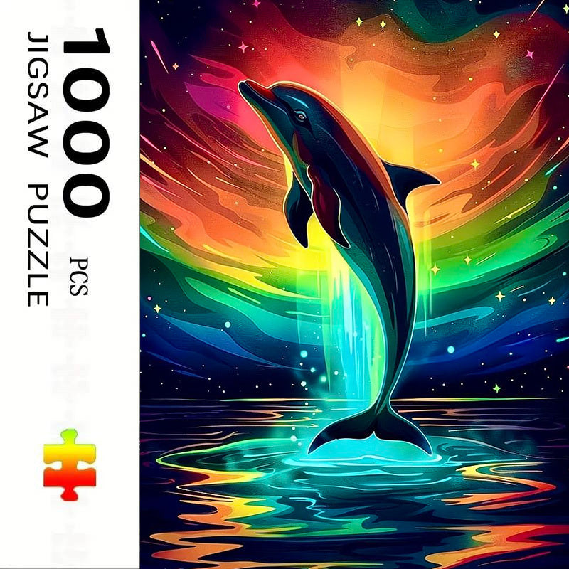 1000pcs Adult Jigsaw Puzzle, Large Size 27.56x19.69 Inches, Colorful Dolphin Animal Puzzle, Perfect for DIY Creative Fun with Family and Friends. An Ideal Stress-relief Gift for Birthdays or Holidays—an Interactive Brain-teasing Toy and Decorative