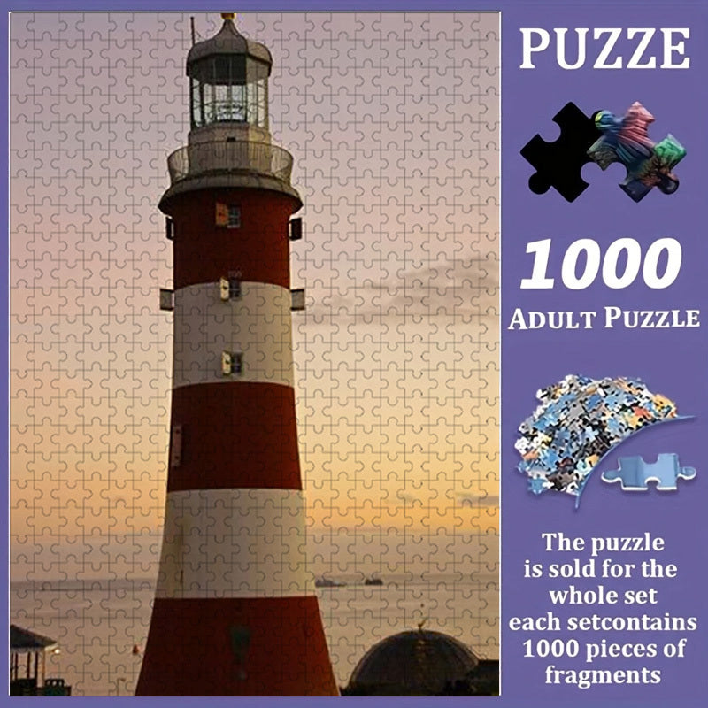 1000pcs Colorful Landscape Jigsaw Puzzle, Great for Family Bonding & Enjoyable Gift, Bright Abstract Artwork, Lighthouse Theme, Engaging & Fun, Family Activity | Bright Puzzle Piece | Colorful Scenery Puzzle Design, Large Jigsaw Puzzle