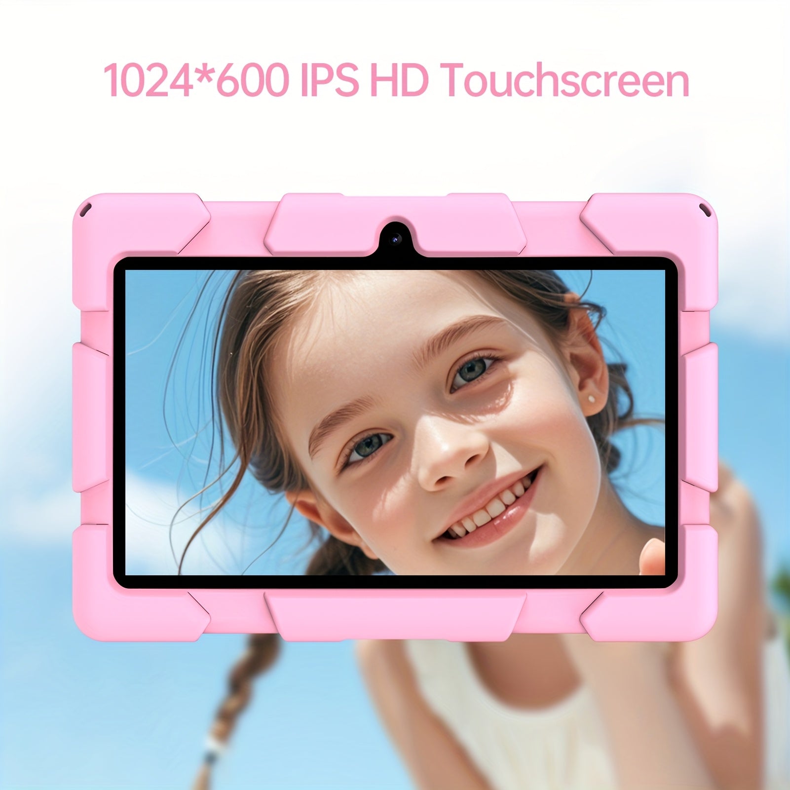 Kids Edition Android 13 Tablet, 7 Inch Tablet with Case, 32GB Storage, 4GB (2GB + 2GB Expandable) RAM, Quad-Core Processor, Supports Micro SD Card 1TB Expansion, Dual Camera, WIFI6+, Tablet, Handheld + Stand Design + Shockproof, New Gift for 2025