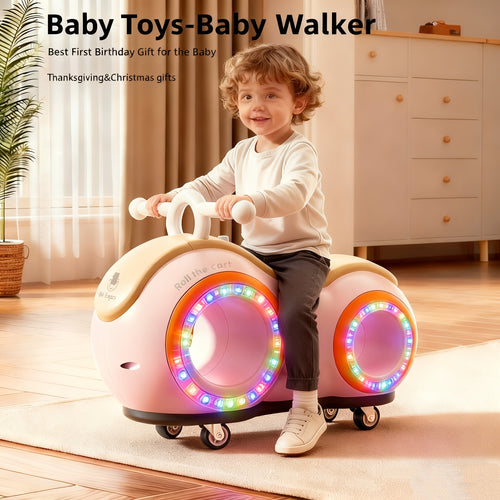 220LBS Anti-Tip Toddler Walker Balance Bike | Four-Wheel Design Featuring Music And Lights | Perfect for Indoor And Outdoor Use for Ages 12-24 Months | Designed for Girls | Great Gift for Valentine'S Day, Easter, Family Events, And Birthdays