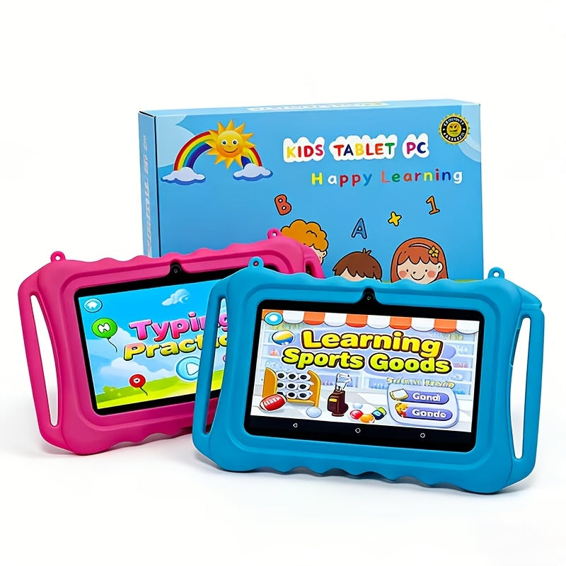 A Portable 7-Inch Eye-Protection Tablet with Dual Handles, WIFI, Android System with Educational Software, Dual Cameras, 2GB RAM, And 32GB Storage, Tablet, Pad, Tablet, Pad