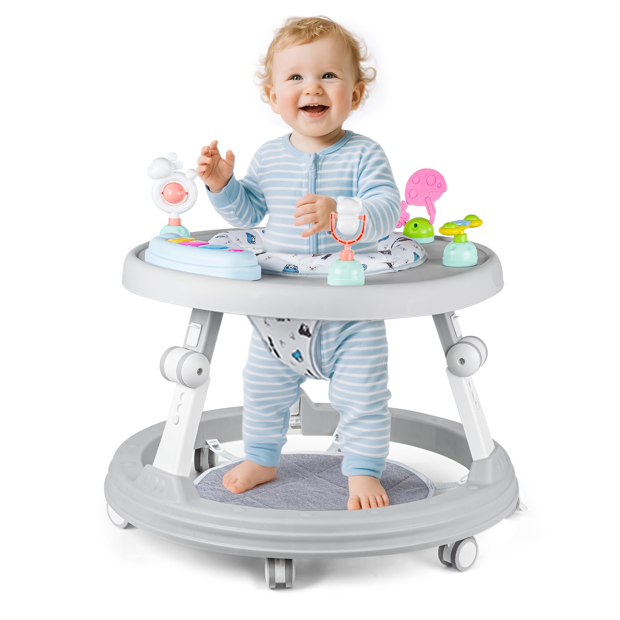 Walker for Baby Boy, Baby Walkers for Girls Infant Walkers for Babies, Foldable Toddler Walker with Wheels and 8 Adjustable Heights, Baby Activity Center