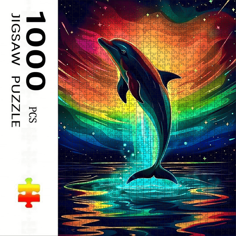 1000pcs Adult Jigsaw Puzzle, Large Size 27.56x19.69 Inches, Colorful Dolphin Animal Puzzle, Perfect for DIY Creative Fun with Family and Friends. An Ideal Stress-relief Gift for Birthdays or Holidays—an Interactive Brain-teasing Toy and Decorative