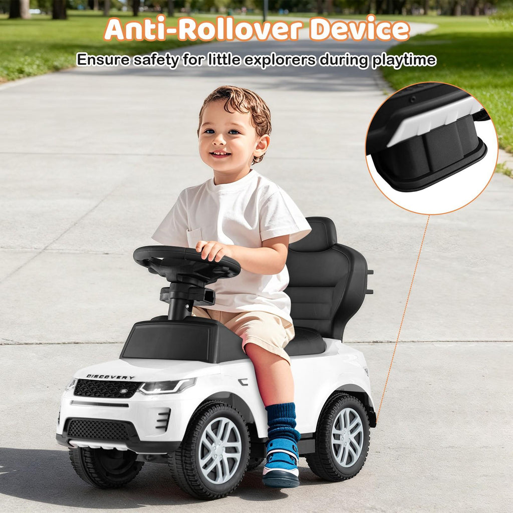 3-in-1 Ride on Push Car, Toddlers Foot-to-Floor Toy with Detachable Guardrail & Handle, Underneath Storage, & Starting Sound, Discovery Stroller Sliding Walking Car for Kids 18-36 Months Old,  Kids Walking Aid, Convertible Rideon, Childfriendly