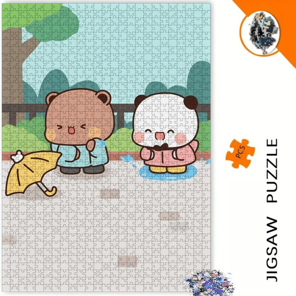 Bubududu Couple Bear Poster Jigsaw Puzzle, a Large Puzzle Gift That Is Intellectually Stimulating, Helps Relieve Stress, And Is a Fun Game for Families. Ideal for Decorating Your for Home Living Room Or Office