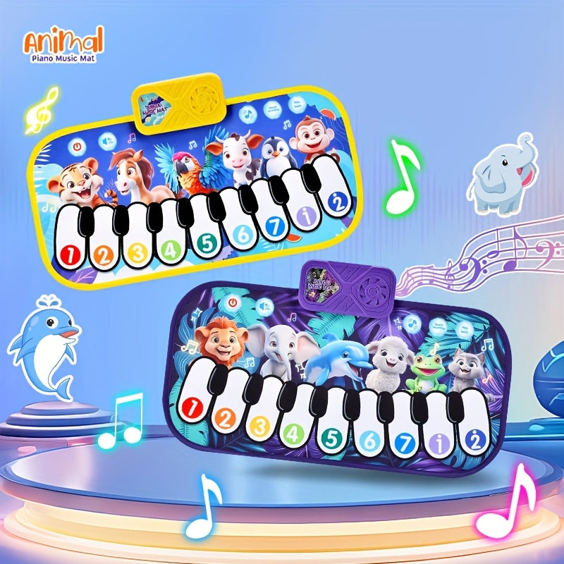 SmartJoy Youngsters & Youngsters Interactive Music Toy - Animal Sounds Piano Dance Mat with Colorful Keys, Numbers 1-7, Elephant & Giraffe Characters, Educational Sensory Play for Motor Skills & Cognitive Development (Battery-Powered, Batteries Not