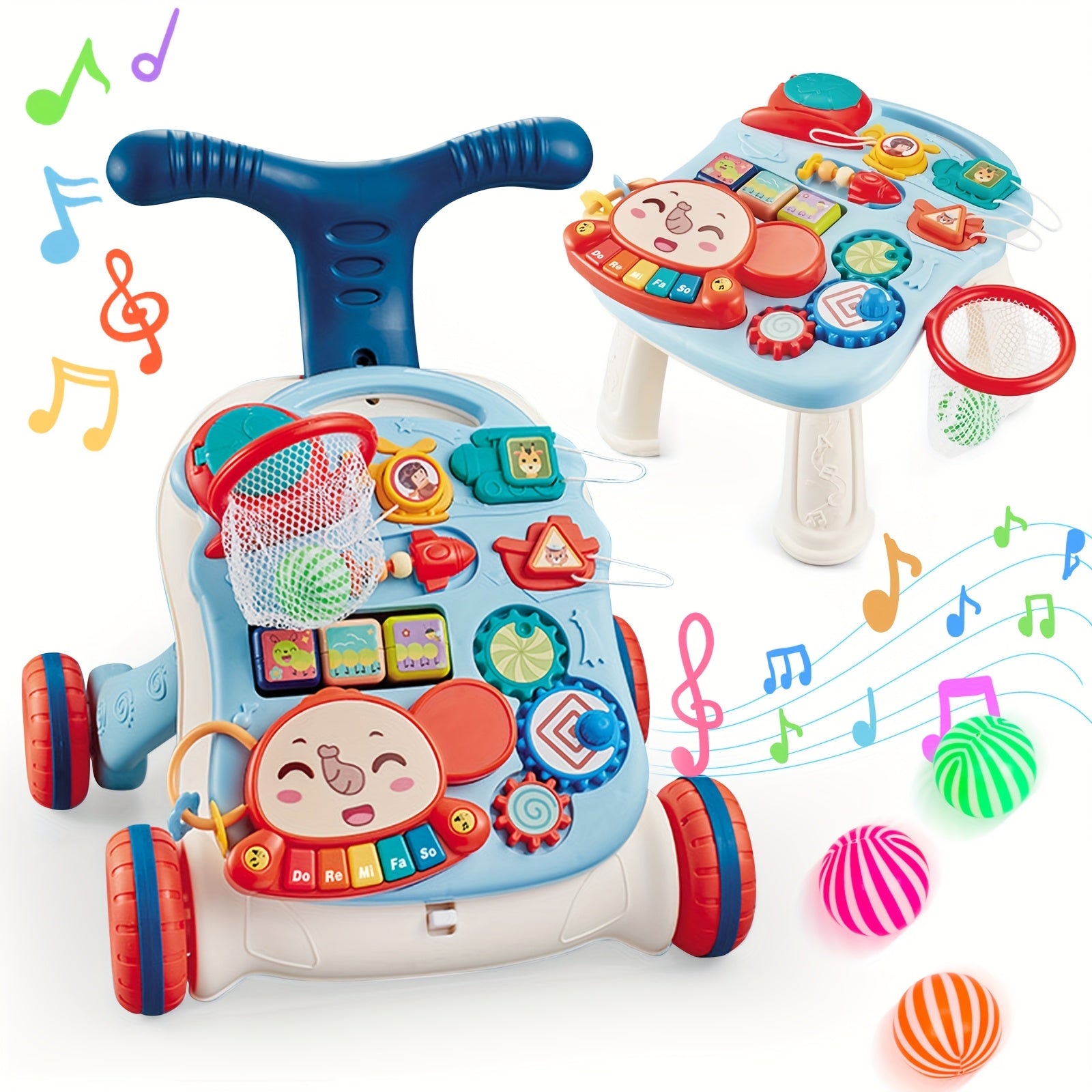 5-in-1 Baby Walker Sit-to-Stand Early Learning Walker for Toddlers Age 0\u002F1\u002F2\u002F3 Years, Baby Balance Bike\u002FPush Walker\u002FActivity Table\u002FDetachable Panel with Music, for 12-18 Months Kids, Infant Boys&Girls