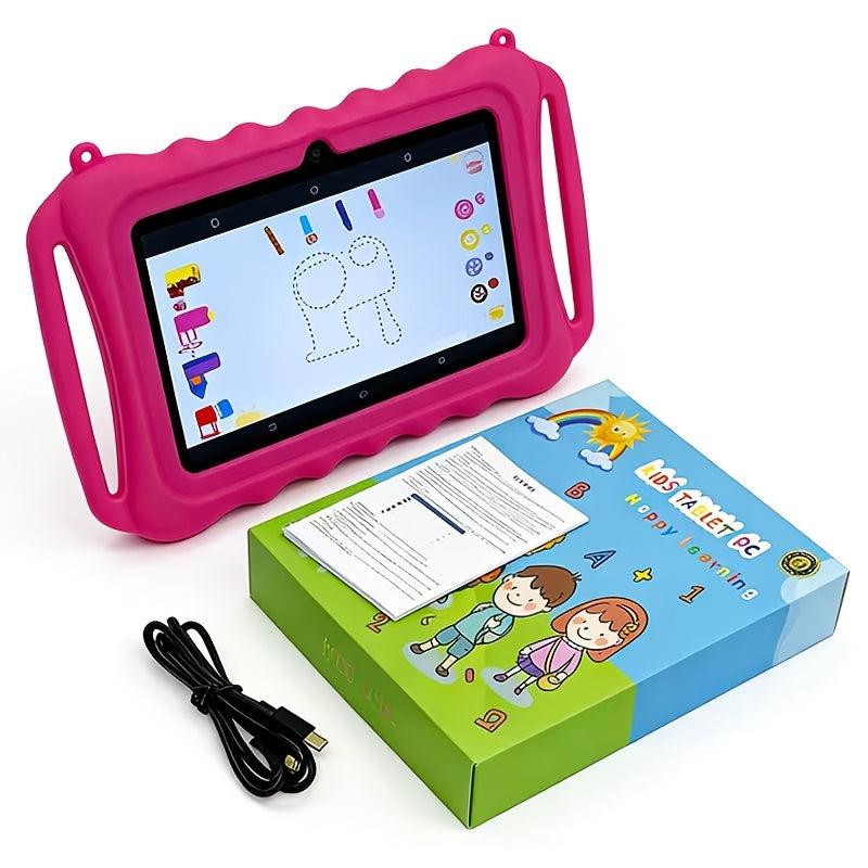 A Portable 7-Inch Eye-Protection Tablet with Dual Handles, WIFI, Android System with Educational Software, Dual Cameras, 2GB RAM, And 32GB Storage, Tablet, Pad, Tablet, Pad