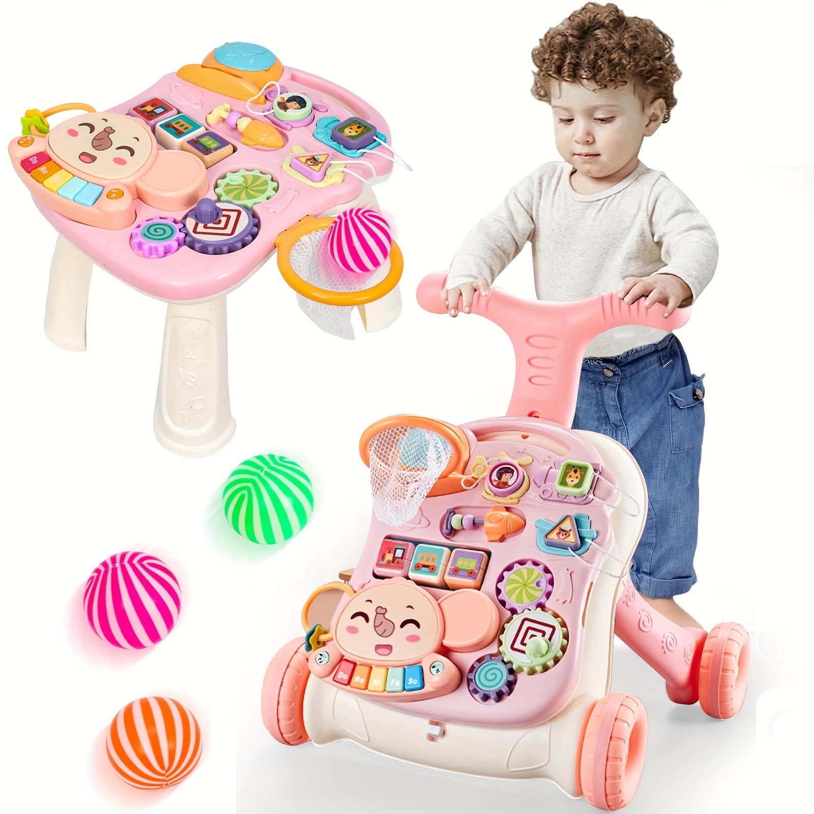 5-in-1 Baby Walker Sit-to-Stand Early Learning Walker for Toddlers Age 0\u002F1\u002F2\u002F3 Years, Baby Balance Bike\u002FPush Walker\u002FActivity Table\u002FDetachable Panel with Music, for 12-18 Months Kids, Infant Boys&Girls