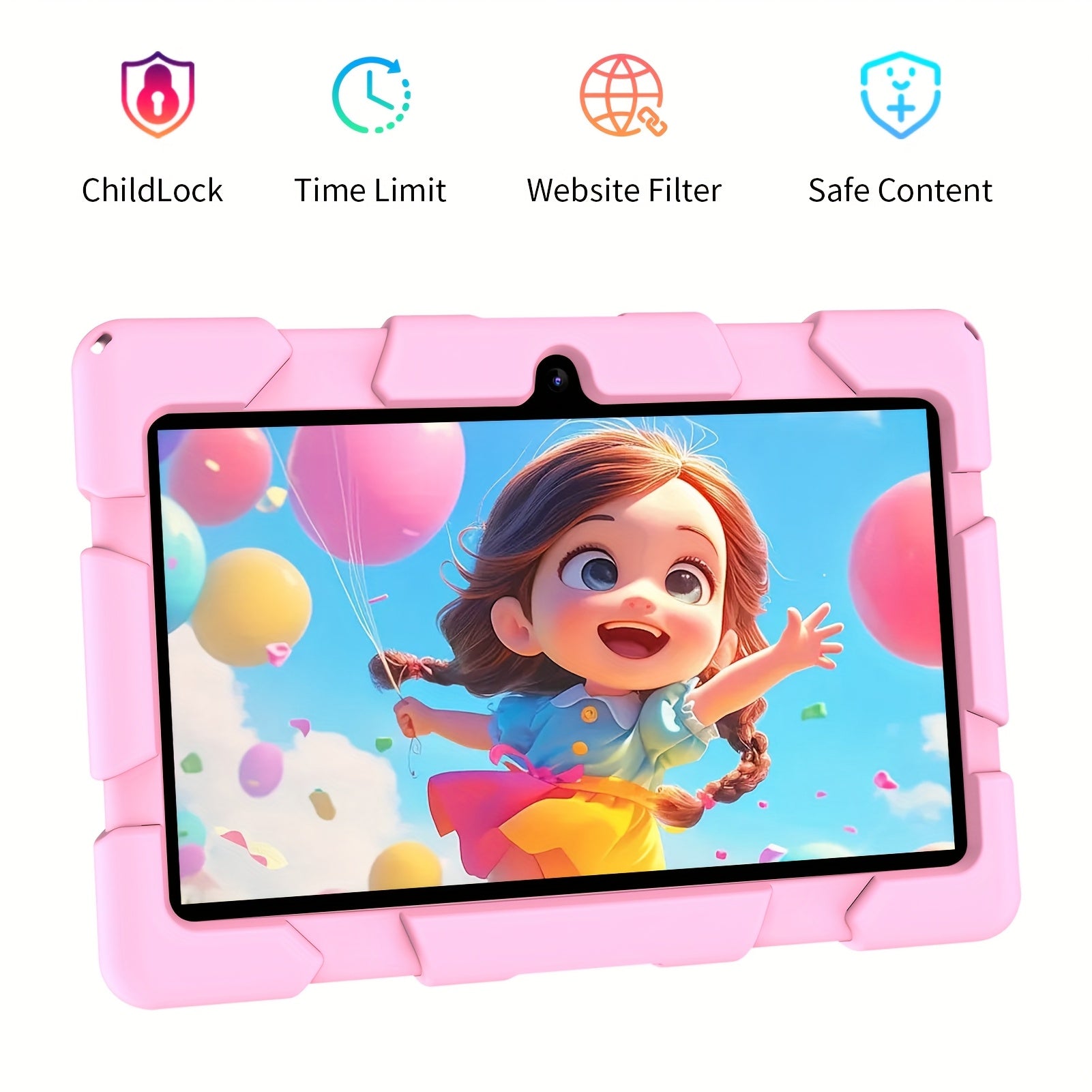 Kids Edition Android 13 Tablet, 7 Inch Tablet with Case, 32GB Storage, 4GB (2GB + 2GB Expandable) RAM, Quad-Core Processor, Supports Micro SD Card 1TB Expansion, Dual Camera, WIFI6+, Tablet, Handheld + Stand Design + Shockproof, New Gift for 2025