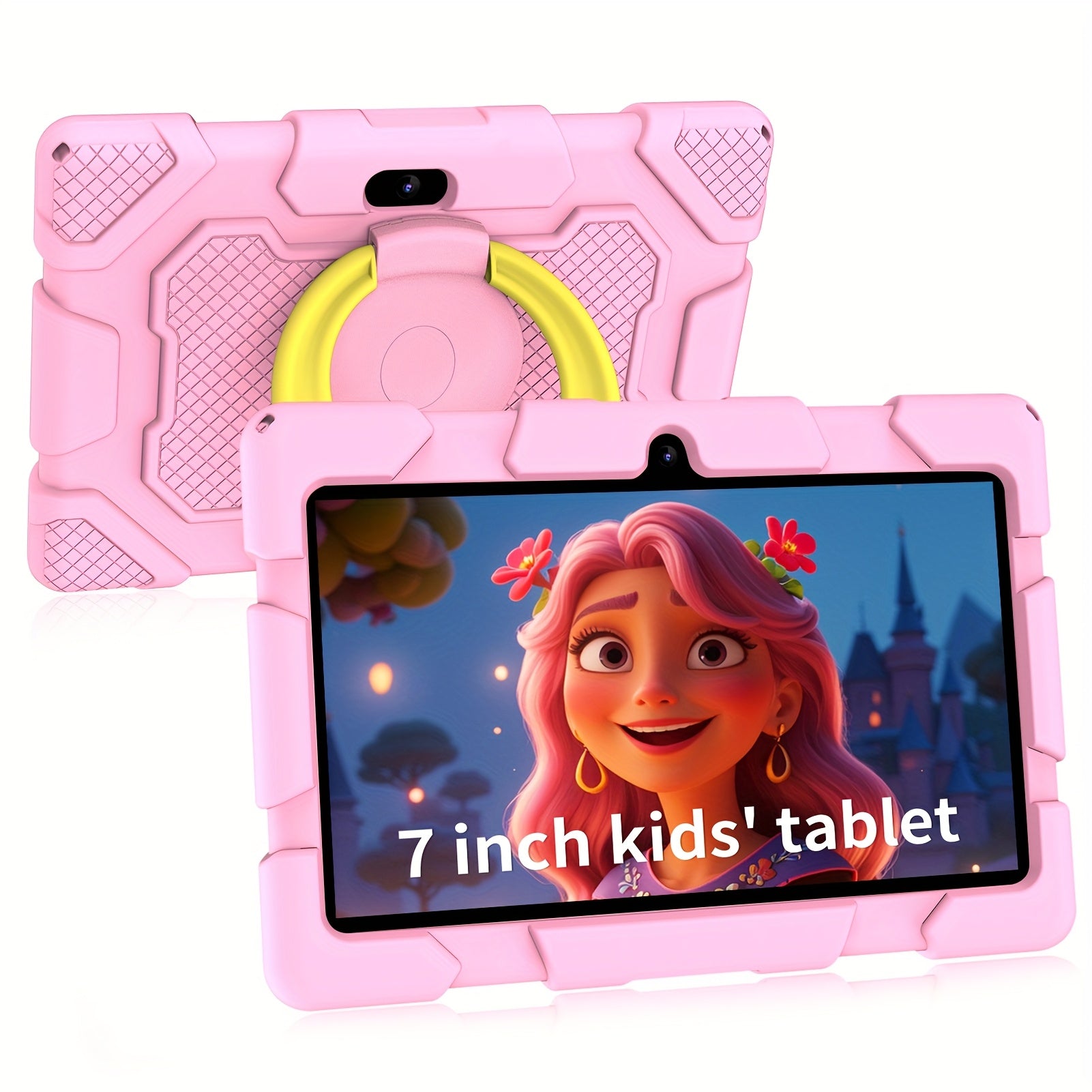 Kids Edition Android 13 Tablet, 7 Inch Tablet with Case, 32GB Storage, 4GB (2GB + 2GB Expandable) RAM, Quad-Core Processor, Supports Micro SD Card 1TB Expansion, Dual Camera, WIFI6+, Tablet, Handheld + Stand Design + Shockproof, New Gift for 2025